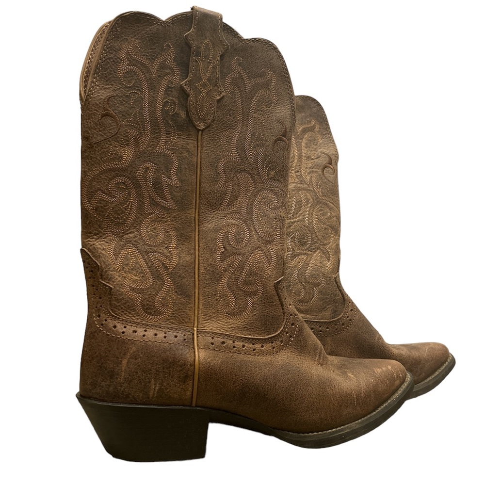 Justin Ladies Mckayla 12” Tan Stampede Western Boots L2561 - Size 7.5B